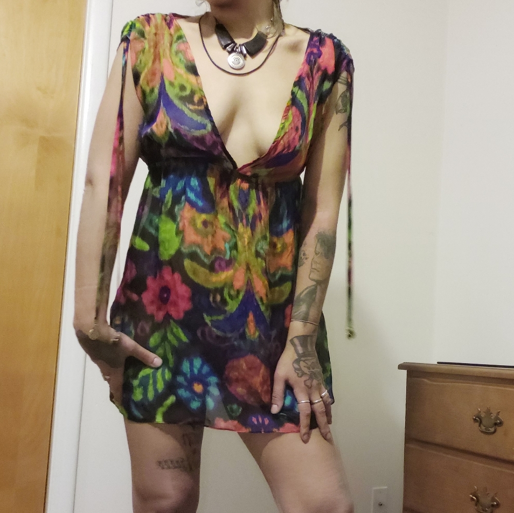 Shoshanna Sheer Colorful Vibrant Top/Dress **P
